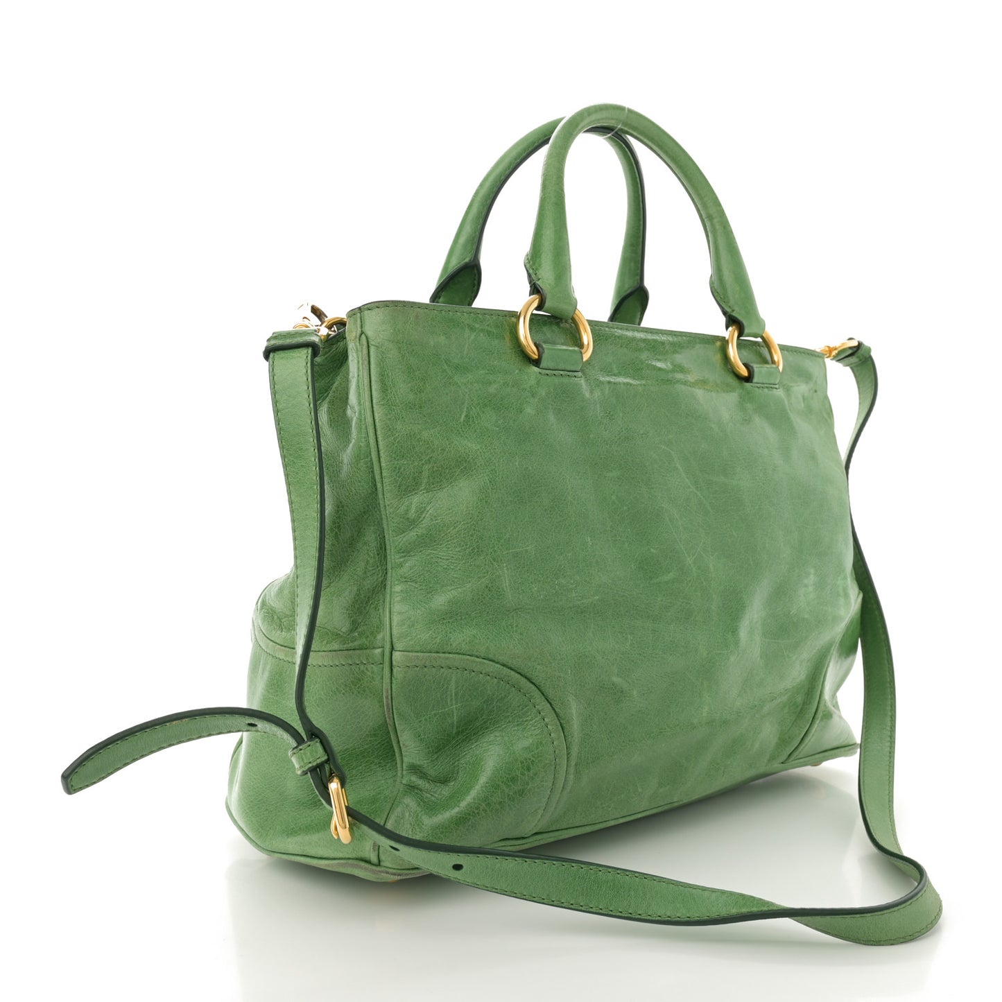Vitello Shine Shopping Satchel Green