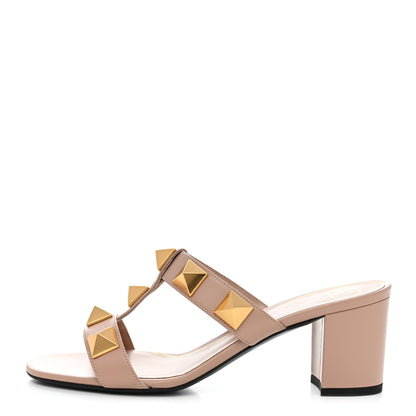 Valentino Garavani Calfskin Roman Stud 60mm Slide Sandals 37.5 Rose Cannelle 1 of 9