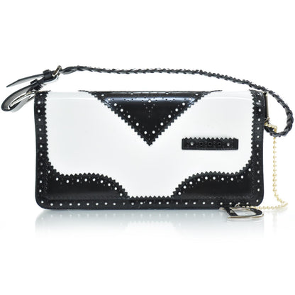 Christian Dior Leather D Trick Shoulder Bag Black and White 1 of 8