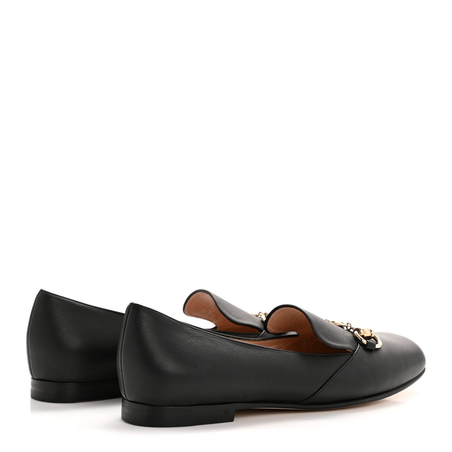 Calfskin Womens Horsebit Loafers 36.5 Black