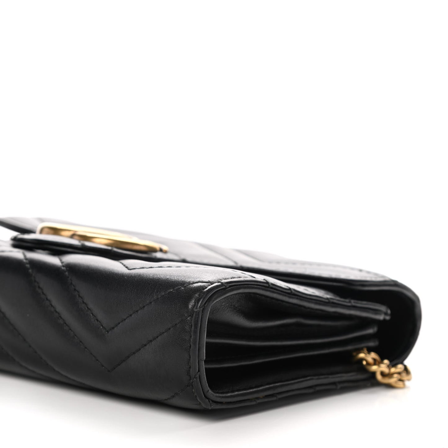 Calfskin Matelasse GG Marmont Chain Wallet Black