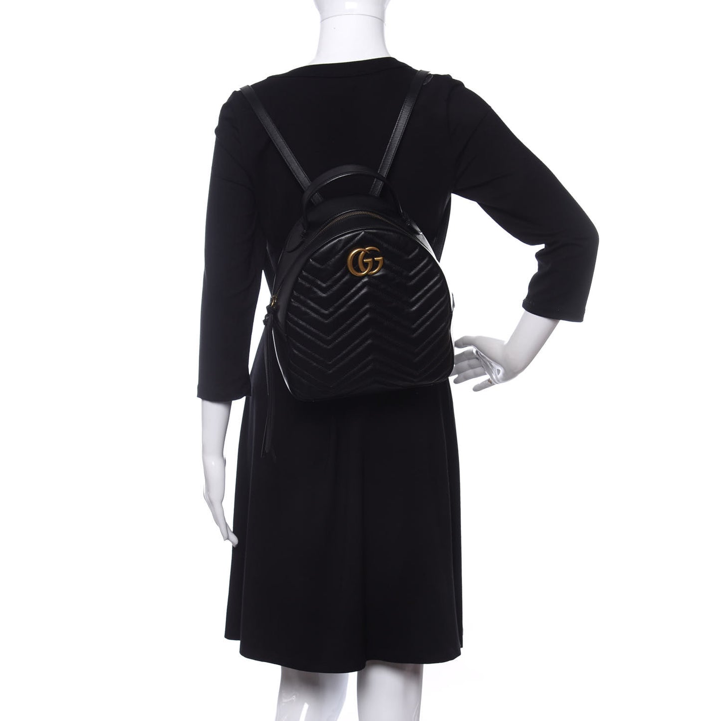 Calfskin Matelasse GG Marmont Backpack Black