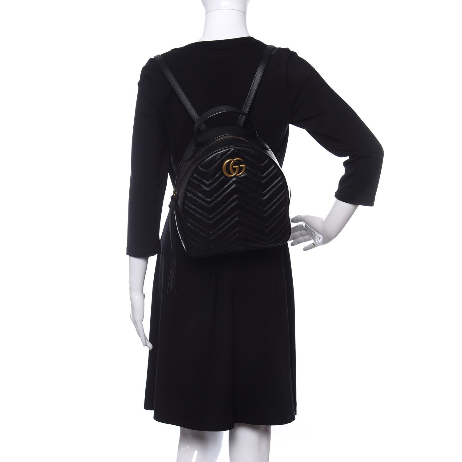 Gucci Calfskin Matelasse GG Marmont Backpack Black 2 of 13