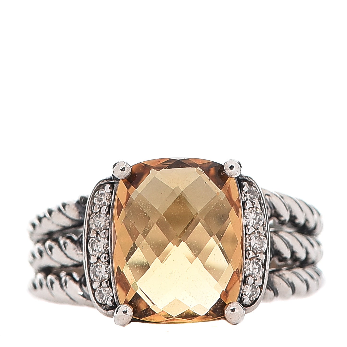 Sterling Silver Diamond Citrine 10mm Petite Wheaton Ring 47 4