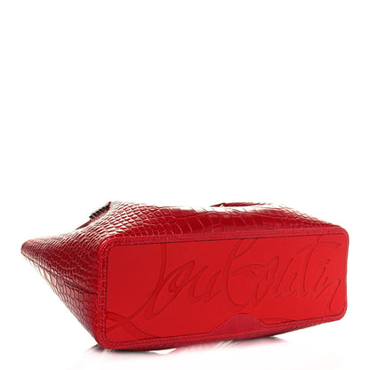 Christian Louboutin Crocodile Embossed Calfskin Spiked Small Cabarock Shopper Tote Red 4 of 12