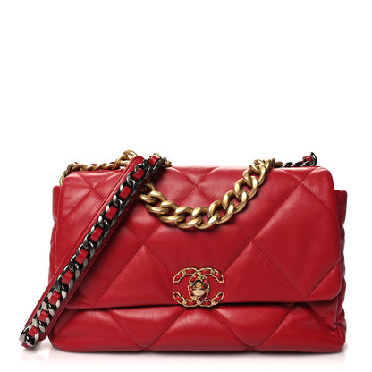 Chanel Goatskin Quilted Large Chanel 19 Flap Red 1 of 10