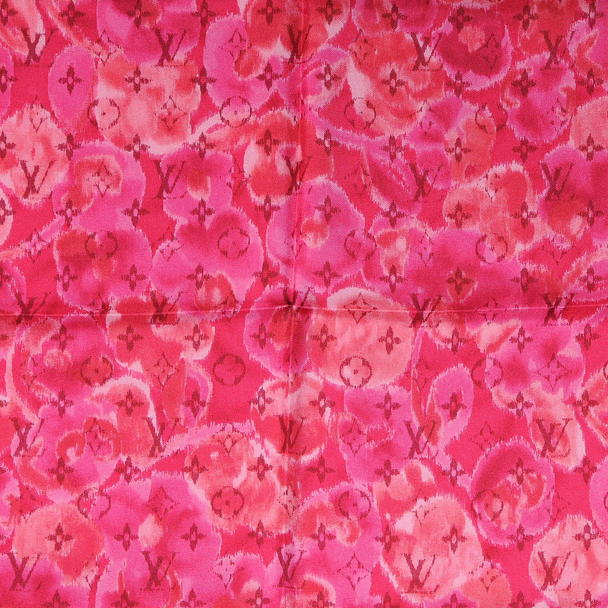 Louis Vuitton Silk Monogram Ikat Summer Square Scarf Rose Indien 1 of 5