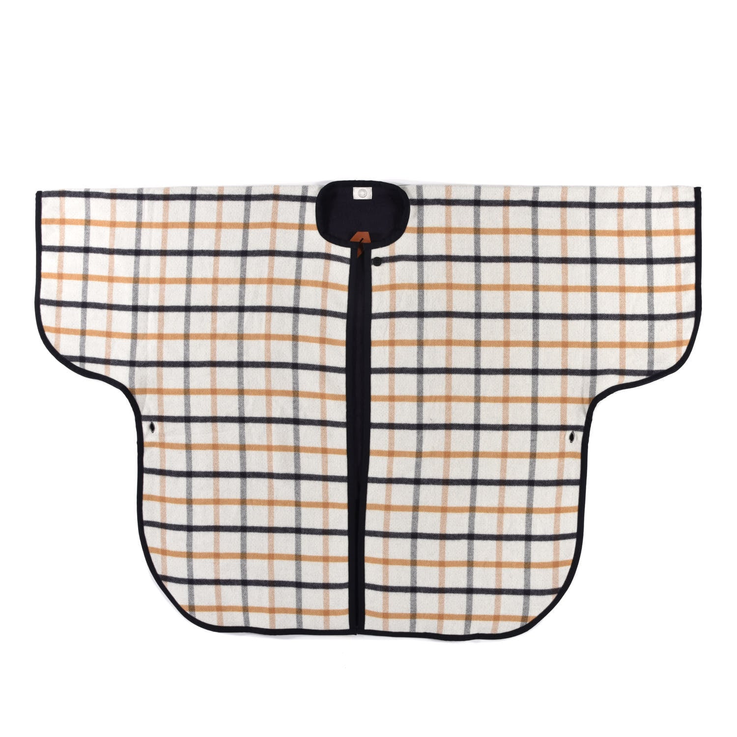 Hermes Wool Cashmere Sikkim Calfskin Reversible Camail Poncho Navy Camail 1 of 5