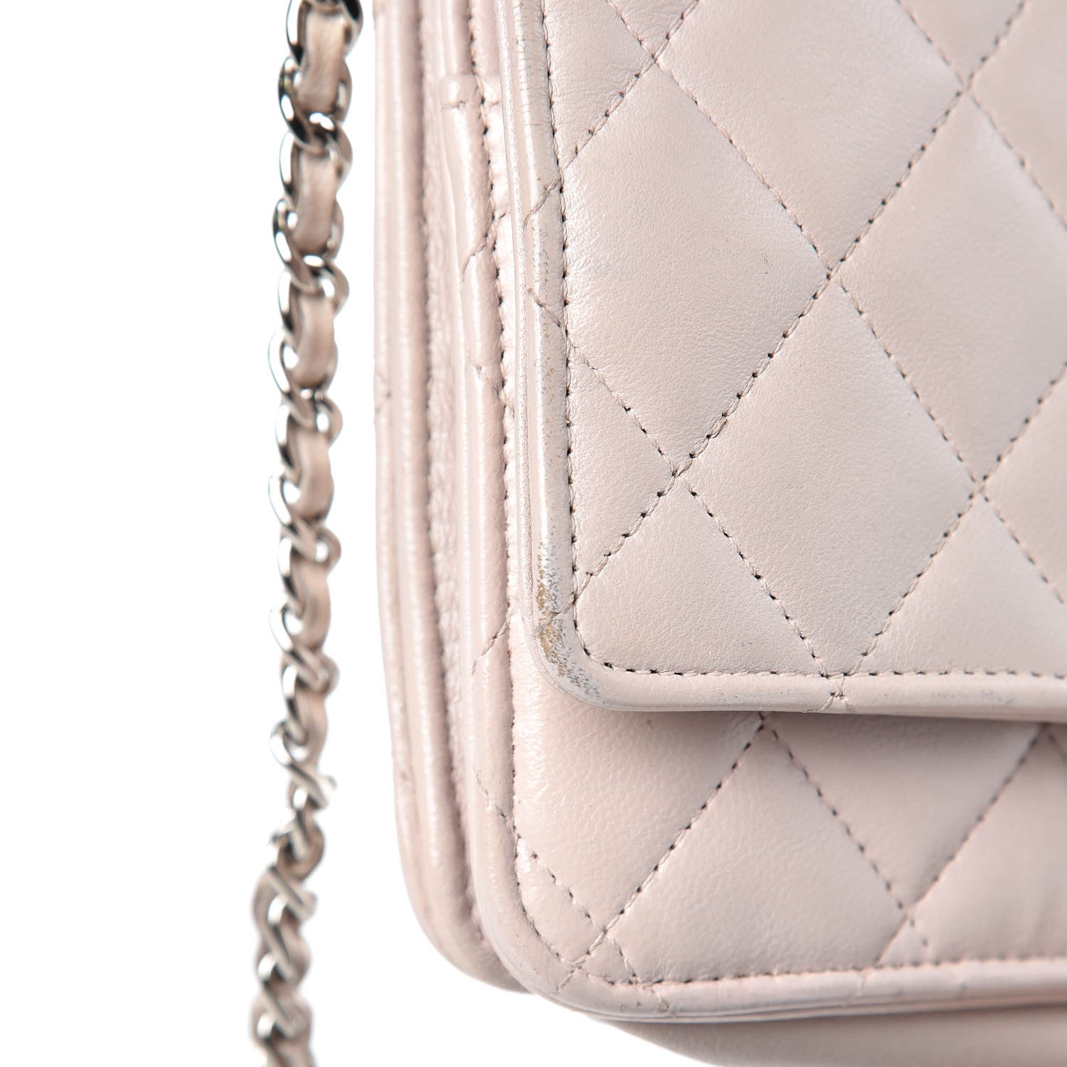 Chanel Lambskin Quilted Wallet On Chain WOC Rose Pale 13 of 17
