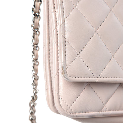 Chanel Lambskin Quilted Wallet On Chain WOC Rose Pale 13 of 17