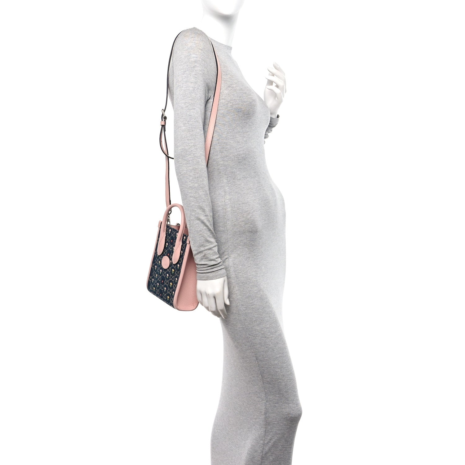 Gucci Denim Dollar Calfskin GG Monogram Mini Retro Interlocking G Tote Bag Blue Tea Multicolor Powder Pink 2 of 11
