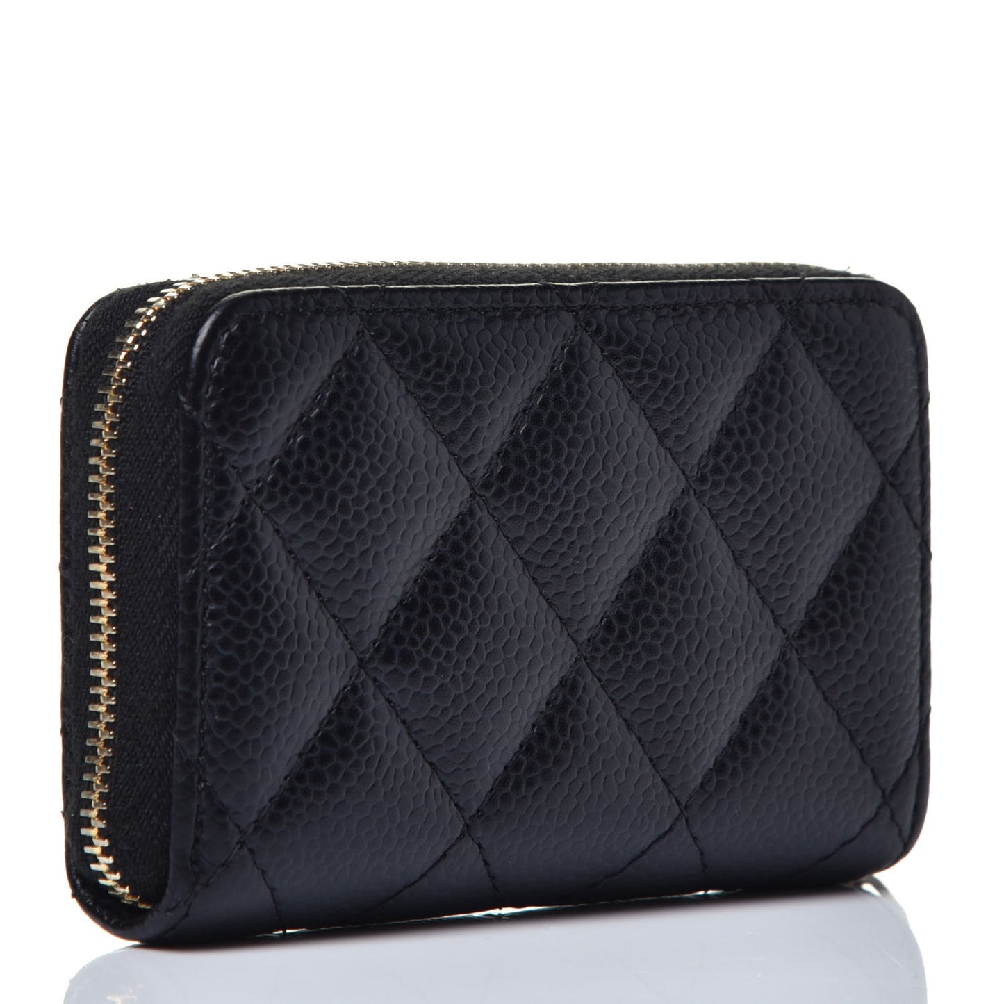 Caviar Quilted Zip Coin Purse Black