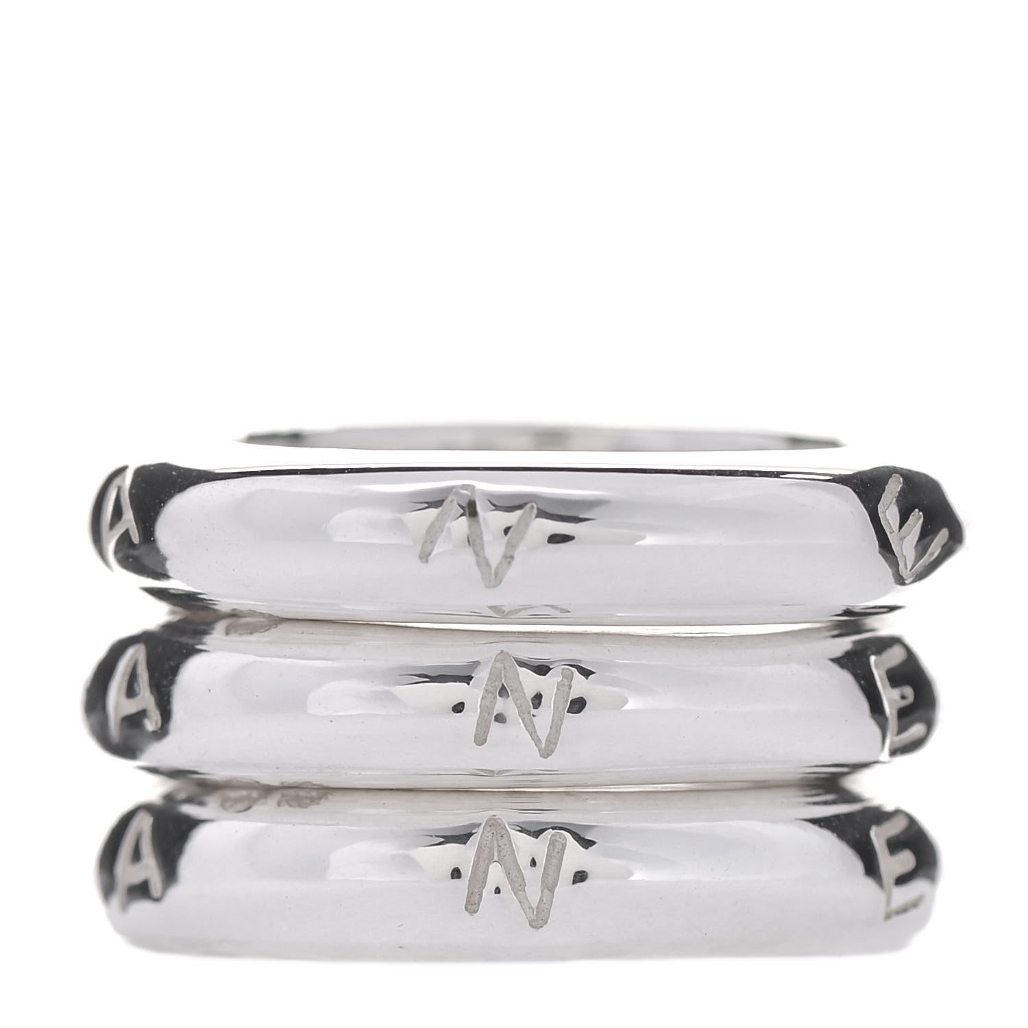 Chanel Sterling Silver Logo Set of 3 Stacking Ring 52 6 3 of 6
