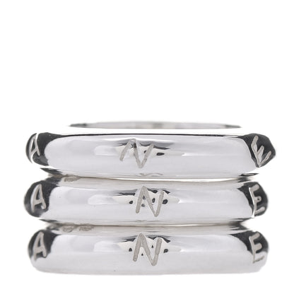 Chanel Sterling Silver Logo Set of 3 Stacking Ring 52 6 3 of 6