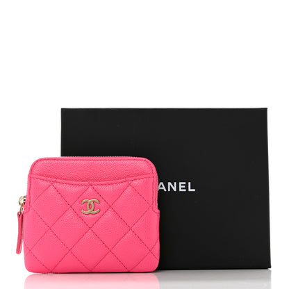 Chanel Caviar Quilted Zip Card Holder Wallet Pink 8 of 8
