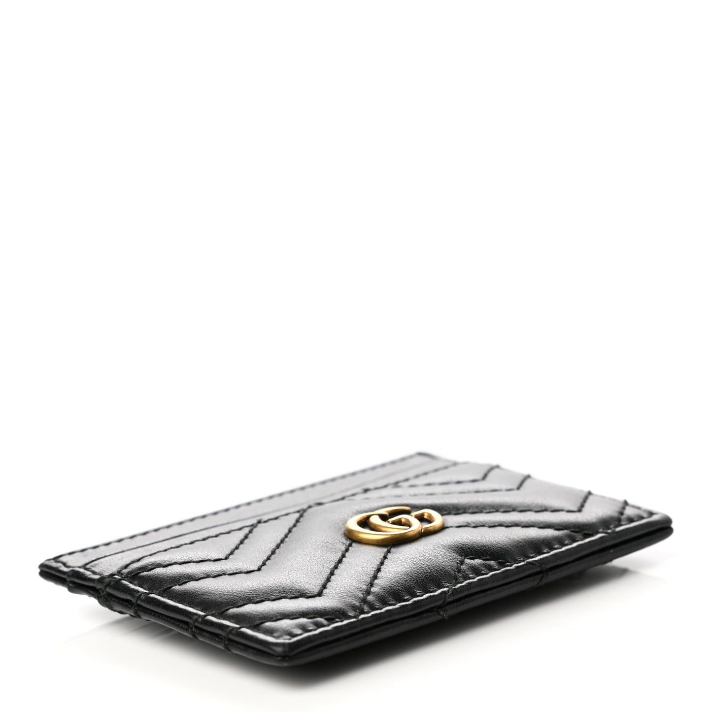 Calfskin Matelasse GG Marmont Card Holder Black