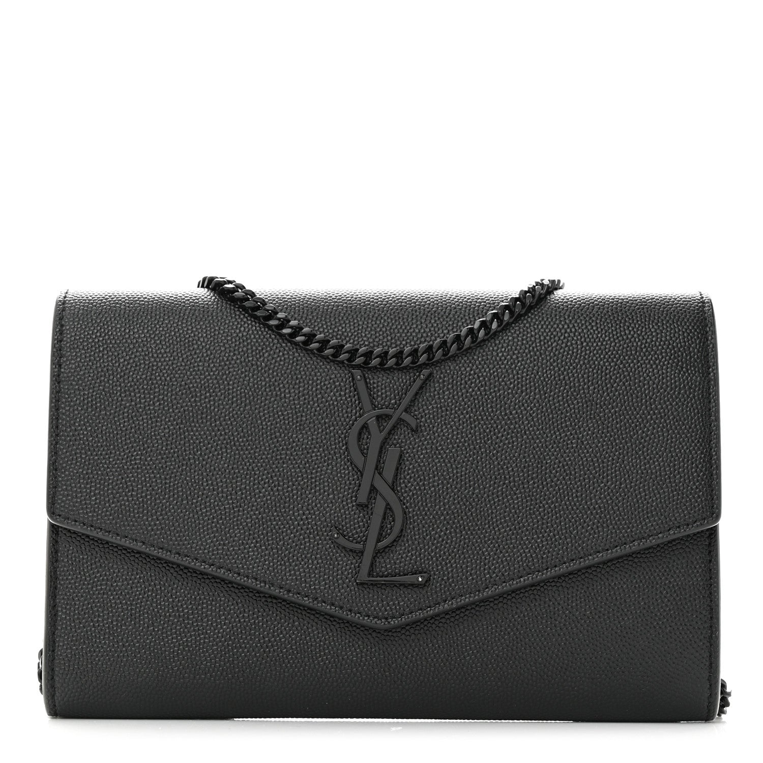 Saint Laurent Grain de Poudre Uptown Chain Wallet Black 1 of 12