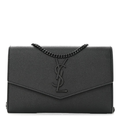 Saint Laurent Grain de Poudre Uptown Chain Wallet Black 1 of 12