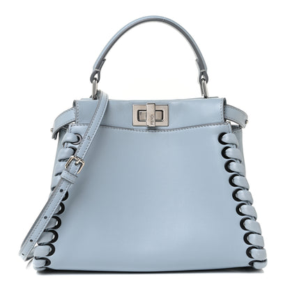 Fendi Nappa Lace Up Mini Peekaboo Iconic Satchel Azzurro Polvere 1 of 16