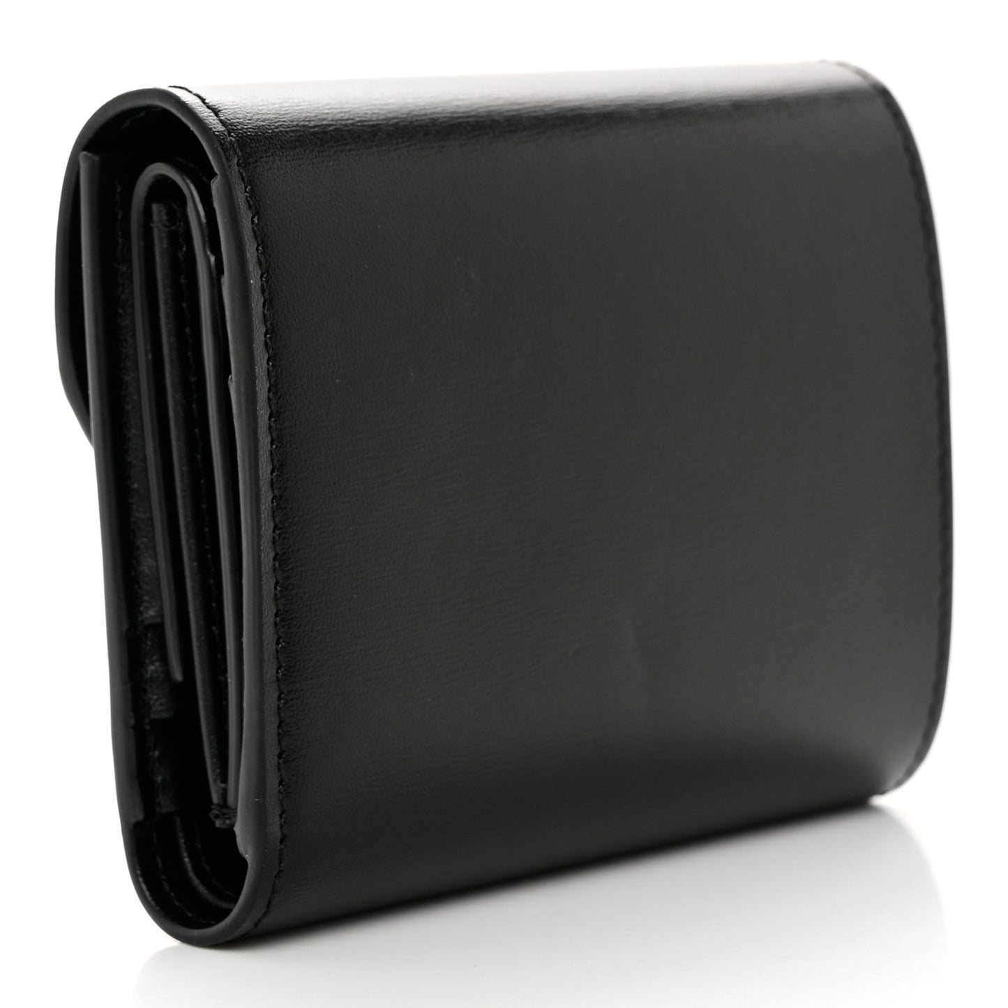 Shiny Smooth Lambskin Small Triomphe Wallet Black