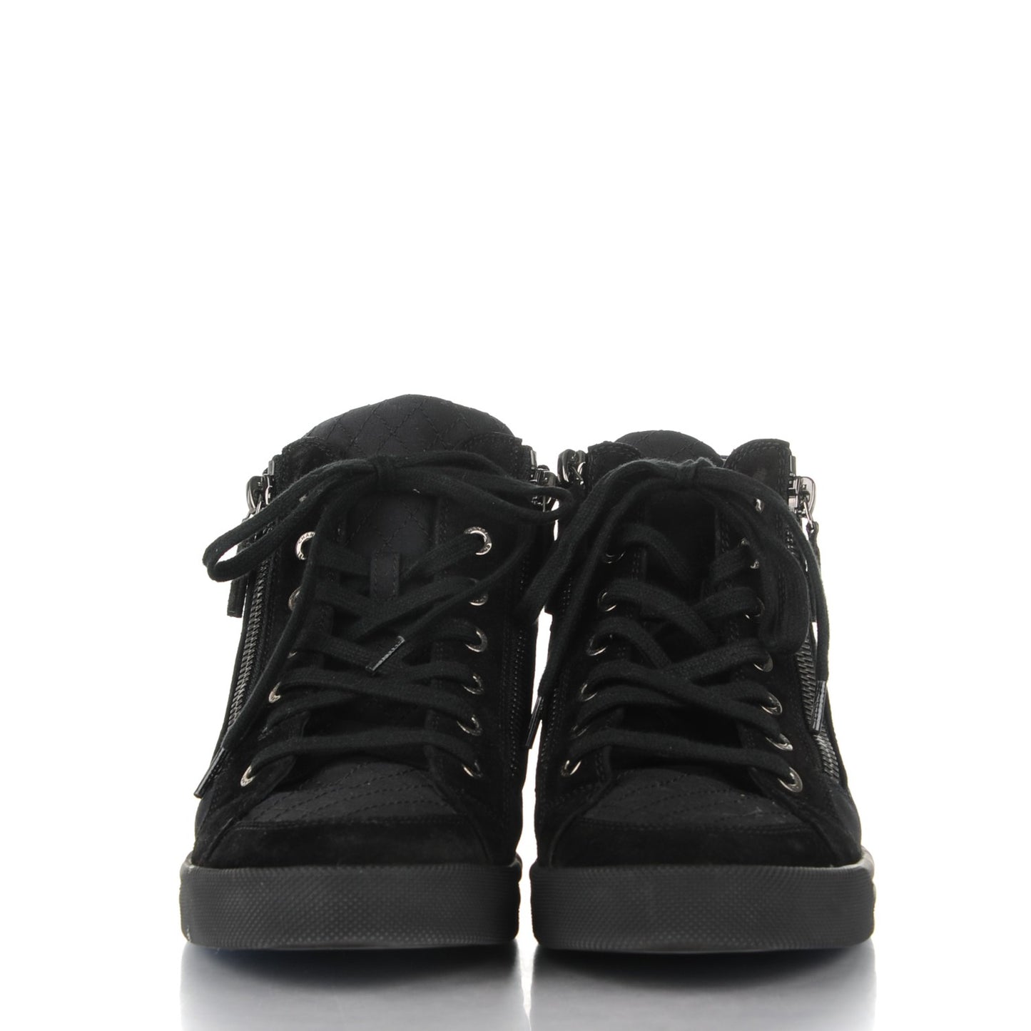 Canvas Suede Zipped Sneakers 37 Black
