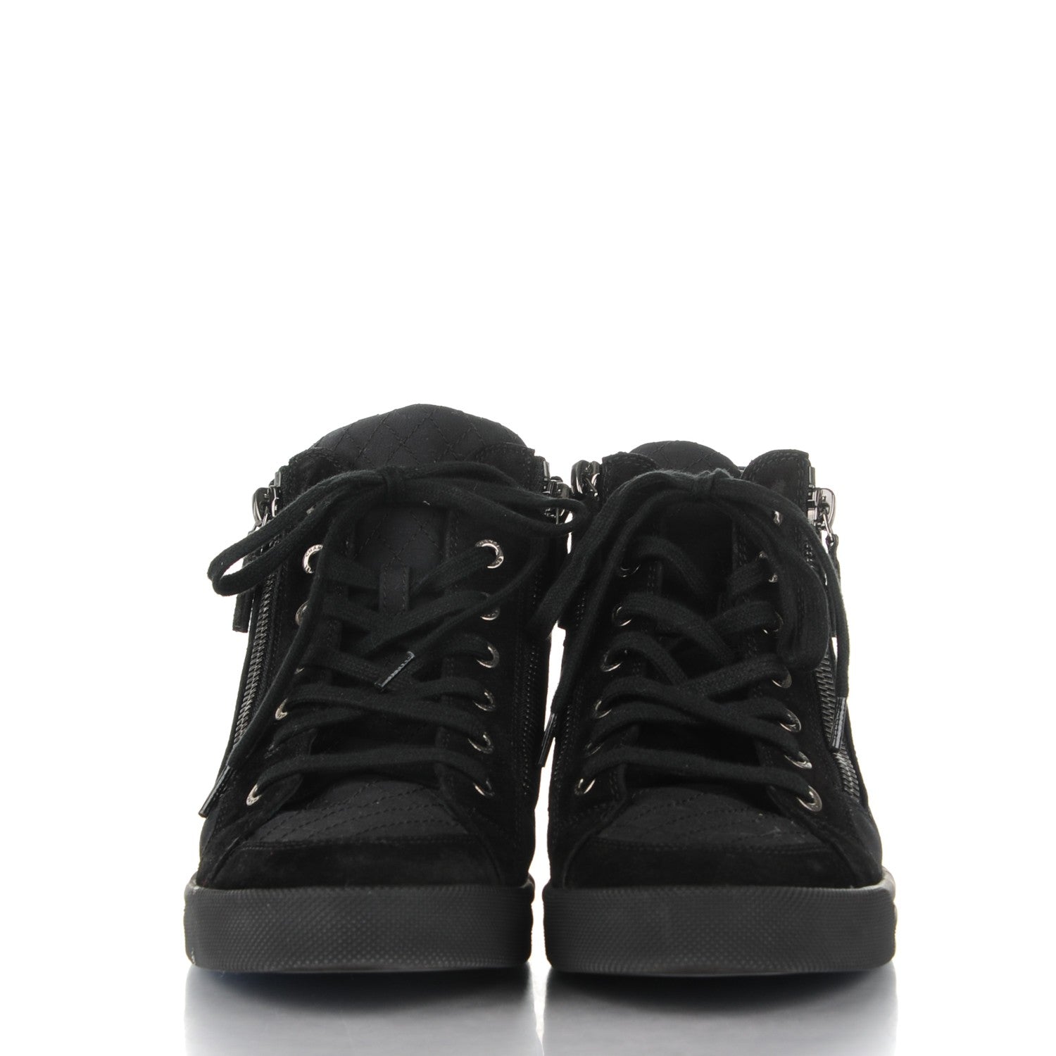 Chanel Canvas Suede Zipped Sneakers 37 Black 2 of 7
