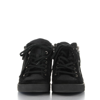 Chanel Canvas Suede Zipped Sneakers 37 Black 2 of 7