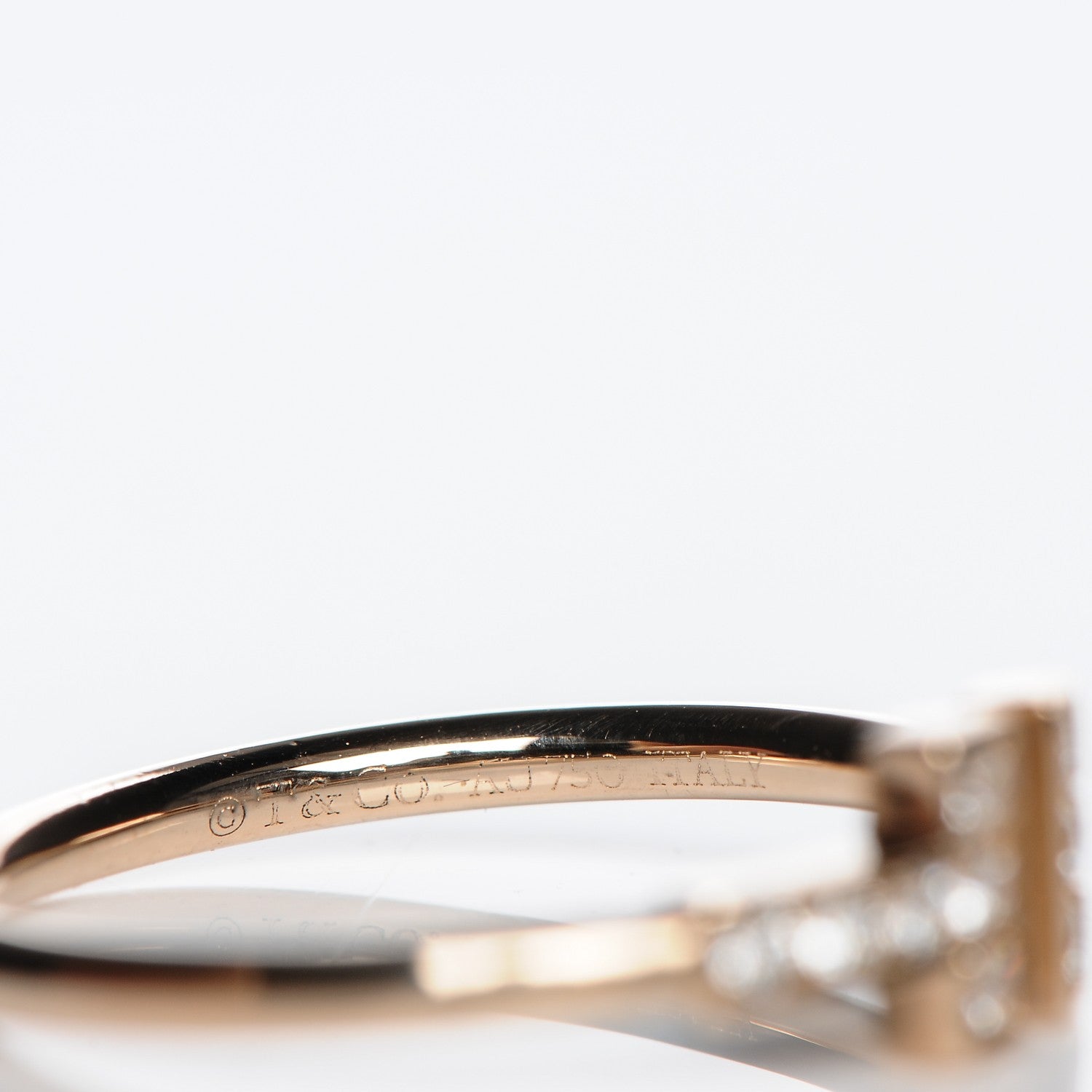 Tiffany 18K Rose Gold Diamond T Wire Ring 52 6 5 of 6