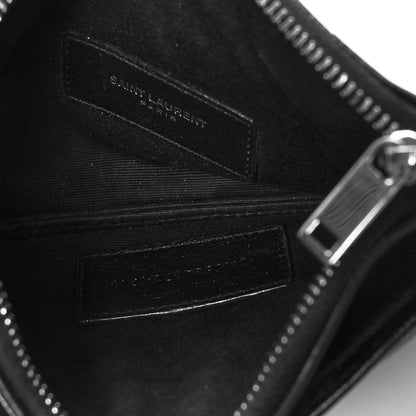 Saint Laurent Grain De Poudre Chevron Monogram Bill Pouch Black 5 of 9