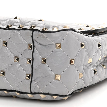 Valentino Garavani Craquele Nappa Medium Rockstud Spike Shoulder Bag Pastel Grey 5 of 12