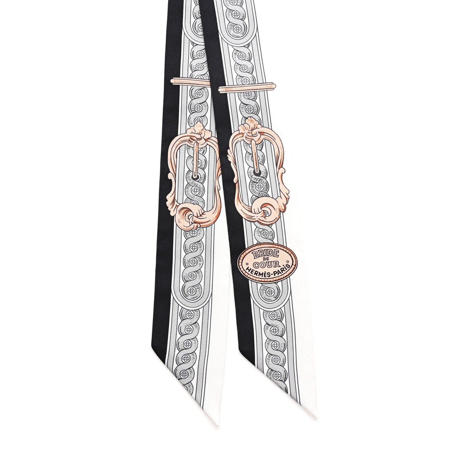 Hermes Silk Bride De Cour Twilly Black White Or Rose 2 of 4