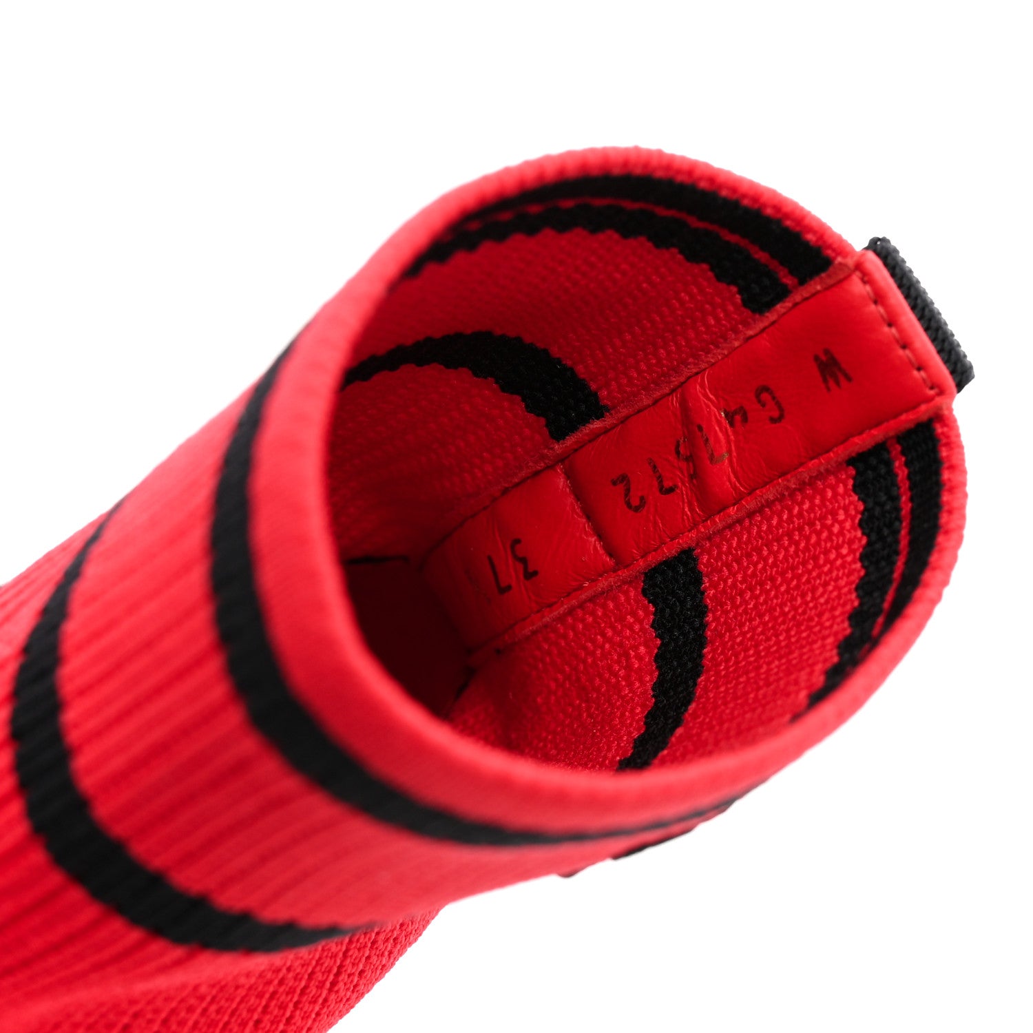 Chanel Lambskin Knit CC Ballerina Sneakers 37.5 Black Red 8 of 9