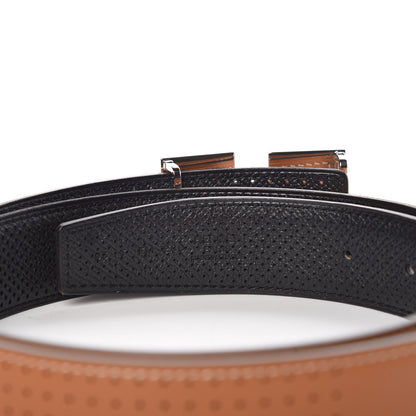 Hermes Epsom Perforated 32mm Belt 95 Gold Black 4 of 7