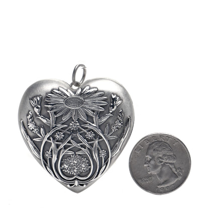 Tiffany Sterling Silver Large Ziegfeld Daisy Heart Locket Pendant 2 of 6