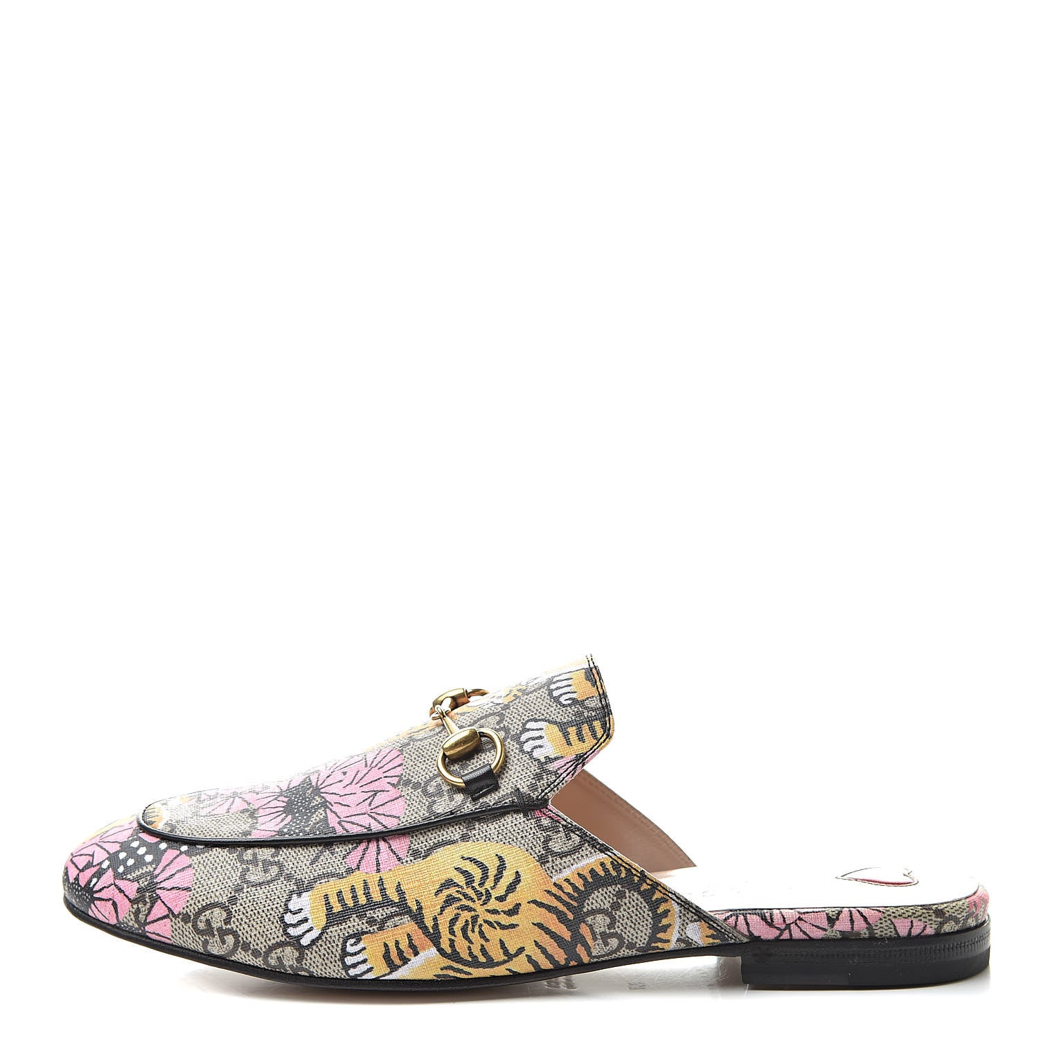 Gucci GG Supreme Monogram Bengal Womens Princetown Slippers 37 Beige Crop Pink 1 of 8