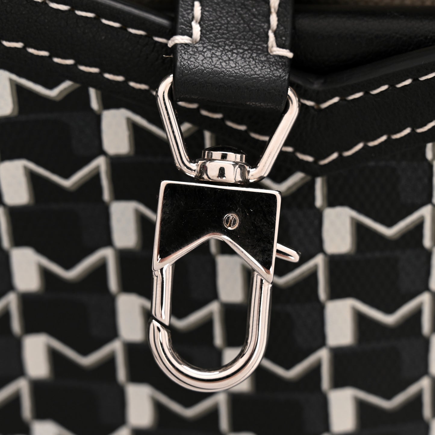 Calfskin Canvas M Tote PM Black White