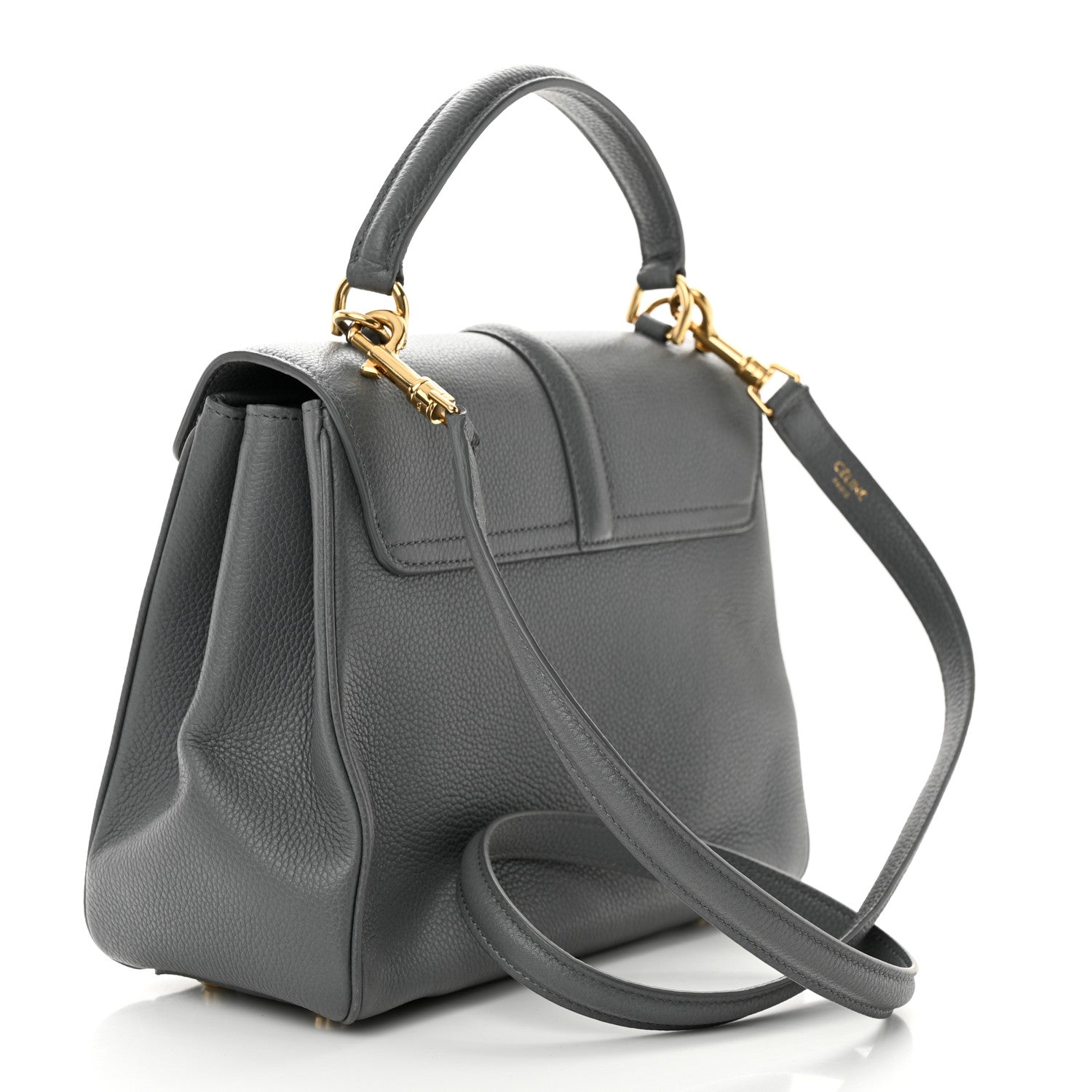 Celine Grained Calfskin Small 16 Top Handle Bag Medium Grey 3 of 15