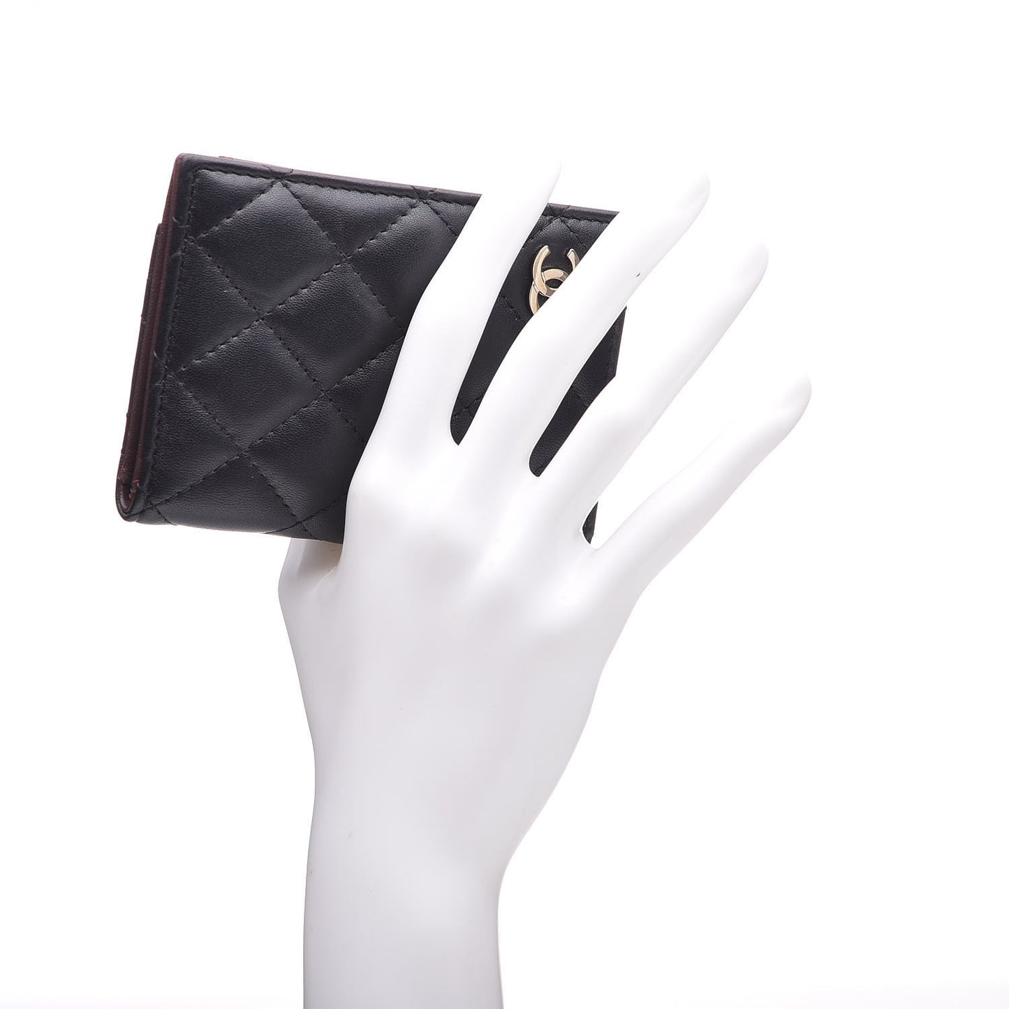 Lambskin Quilted Card Holder Wallet Black