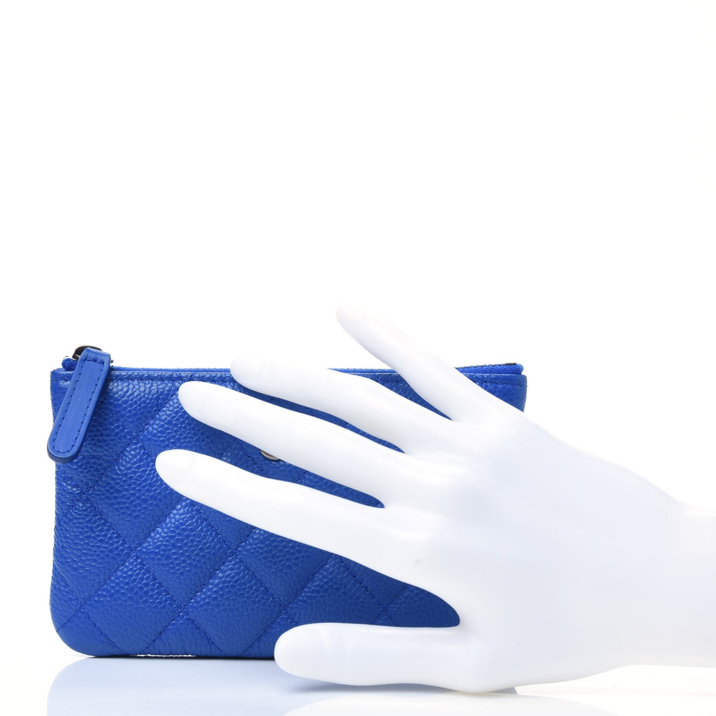 Caviar Quilted Small Cosmetic Case Blue