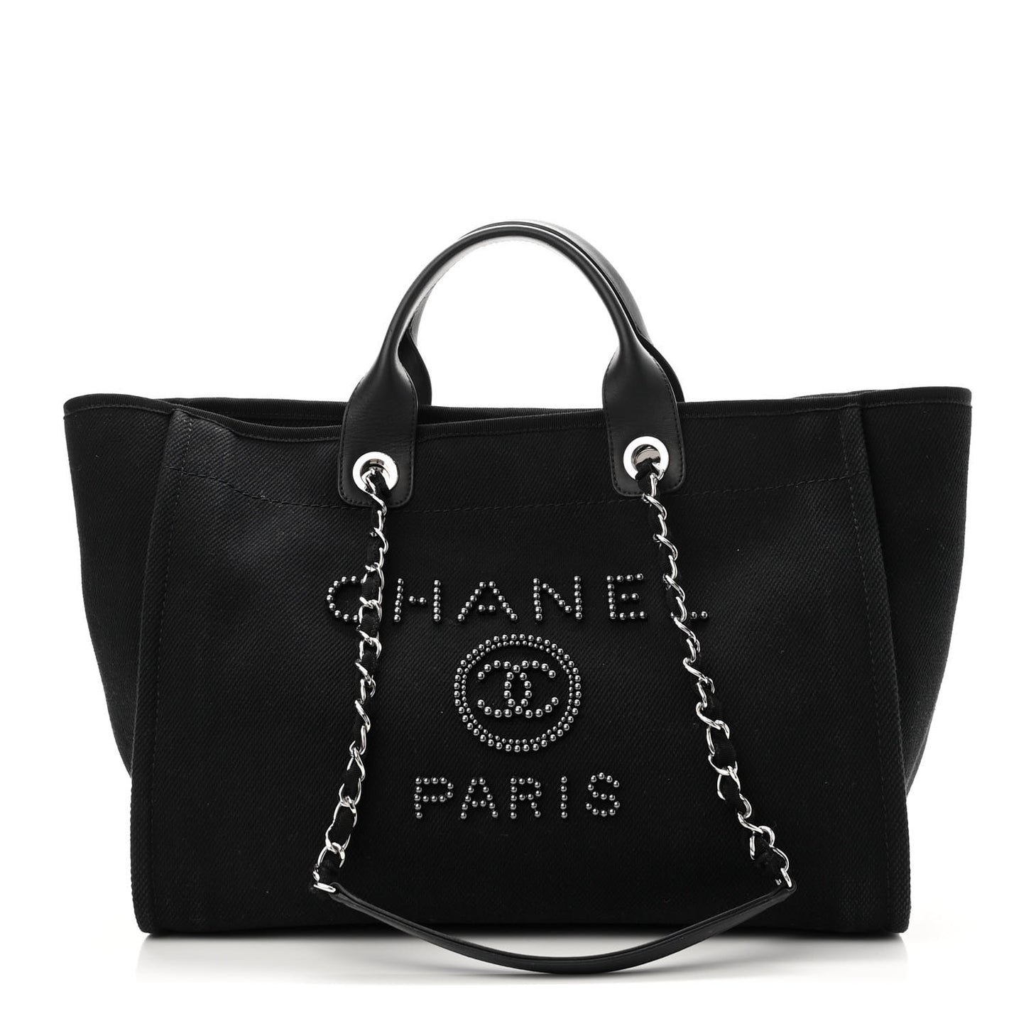 Canvas Pearl Medium Deauville Tote Black