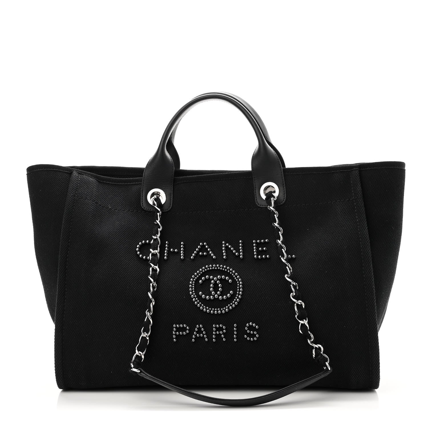 Chanel Canvas Pearl Medium Deauville Tote Black 1 of 11