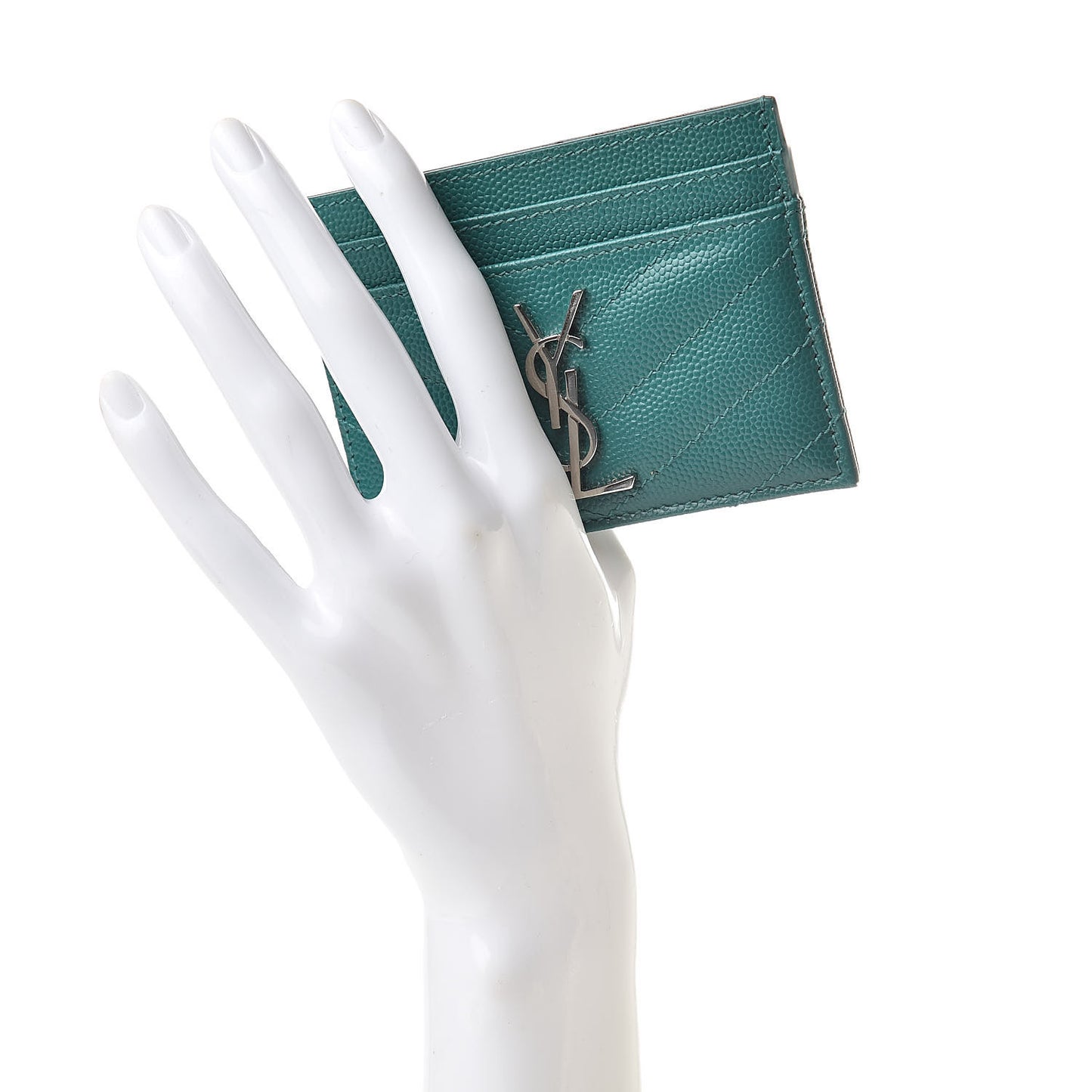 Grain De Poudre Matelasse Chevron Monogram Credit Card Case Brilliant Grass