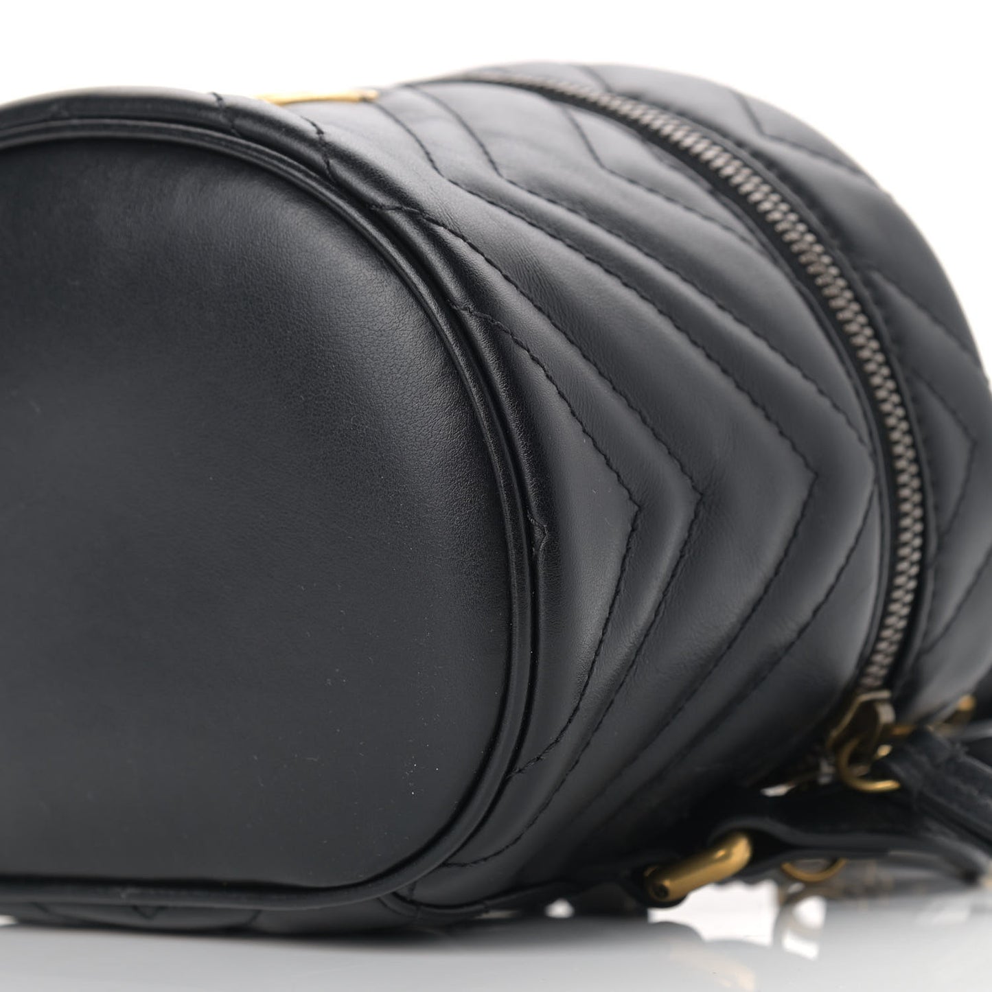 Calfskin Matelasse Mini GG Marmont Round Backpack Black