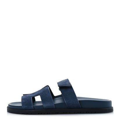 Hermes Suede Goatskin Womens Chypre Sandals 40.5 Bleu Celeste 1 of 11