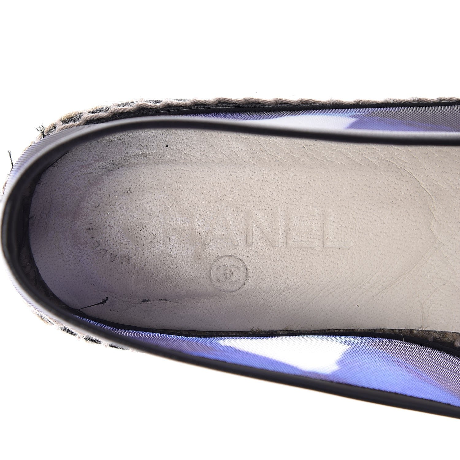 Chanel Mesh Lambskin Check Print CC Espadrilles 39 Blue Black White 9 of 10