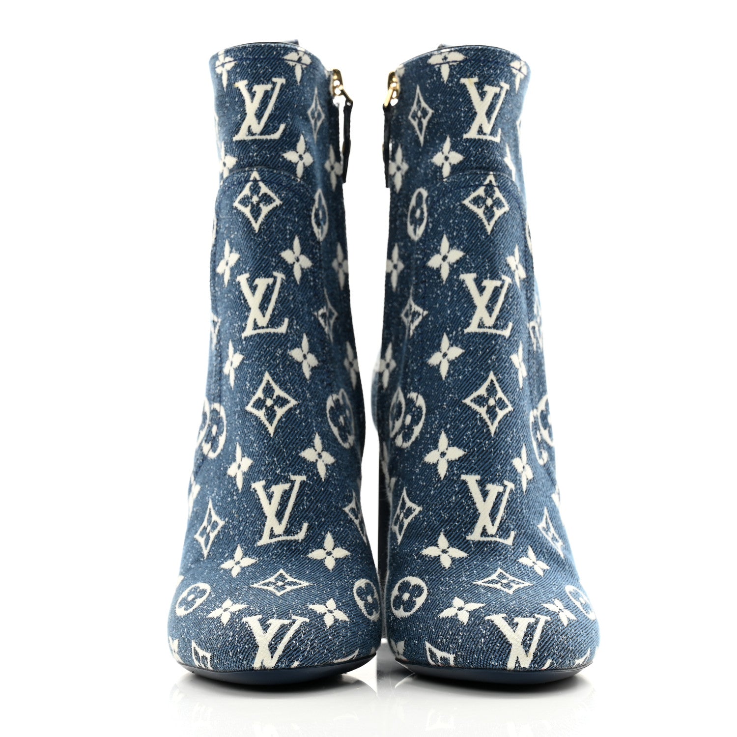 Louis Vuitton Denim Monogram Silhouette Ankle Boots 37 Navy Blue 2 of 9