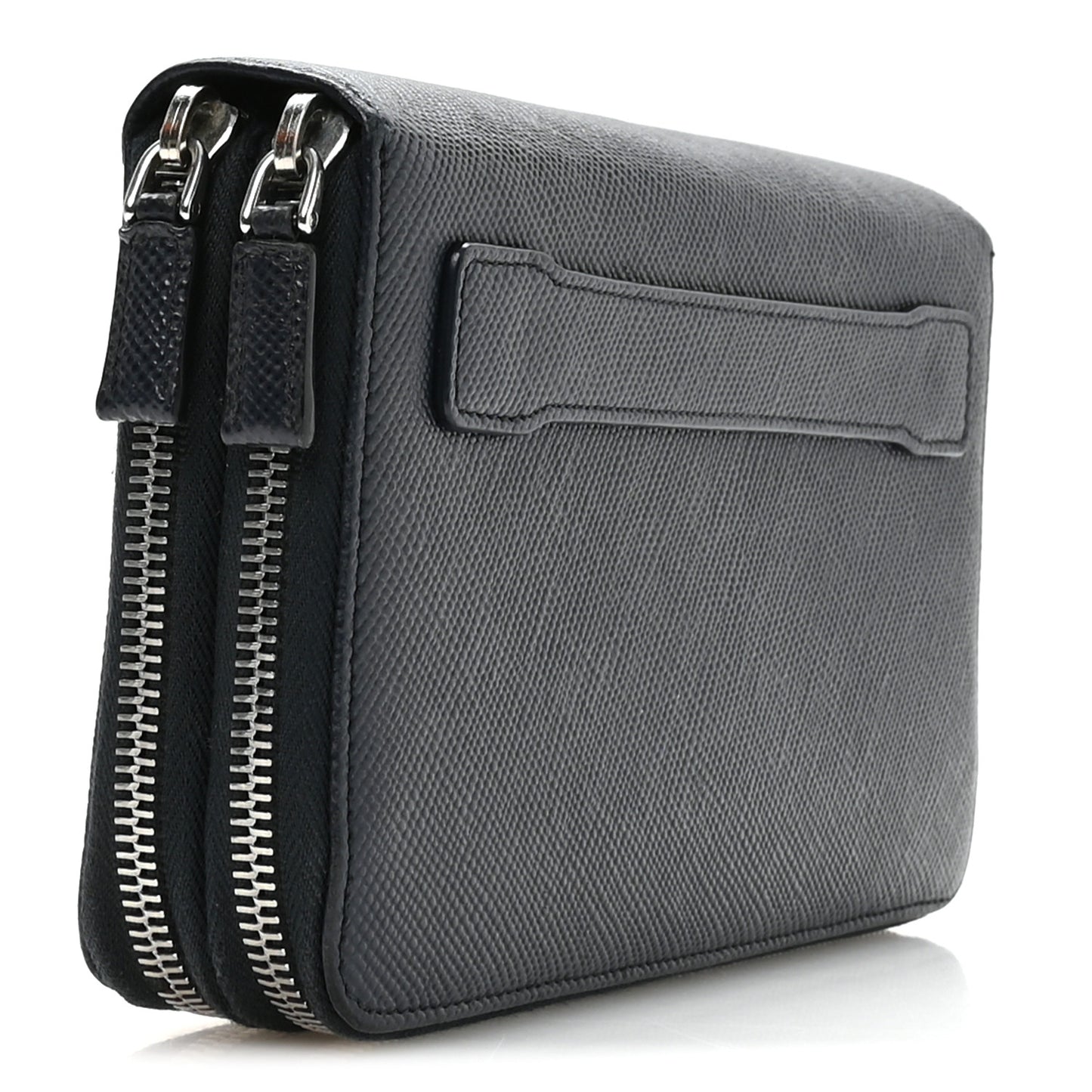 Saffiano Metal Zip Around Travel Wallet Navy
