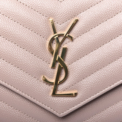Saint Laurent Grain De Poudre Matelasse Chevron Monogram Chain Wallet Rose Antic 17 of 18