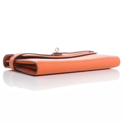 Hermes Chevre Mysore Kelly Longue Wallet Orange 5 of 9