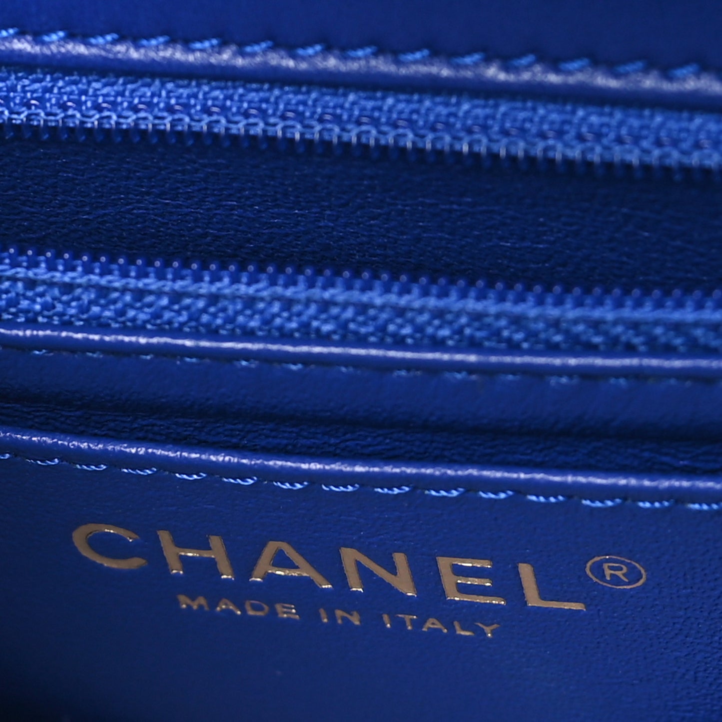 Lambskin Chevron Quilted Mini Rectangular Flap Dark Blue